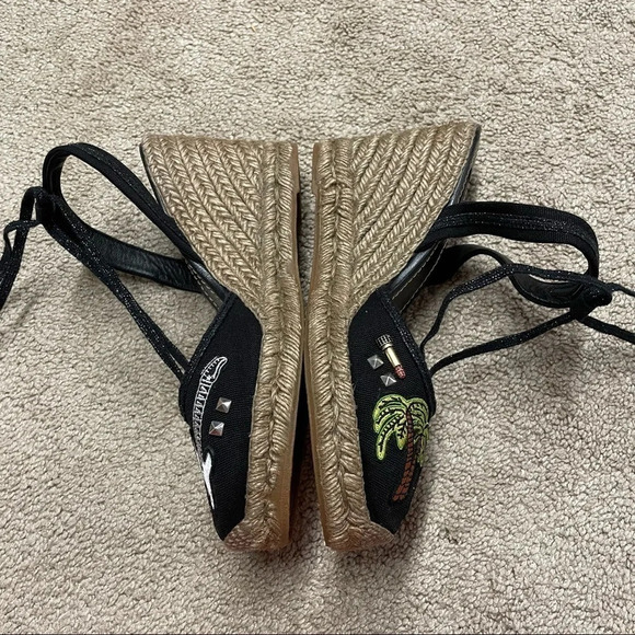 MARC JACOBS Nathalie Crystal & Pearl Embellished Raffia Espadrille Wedges - Picture 7 of 16